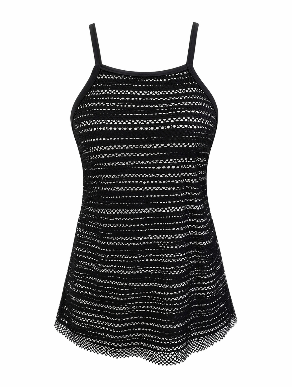 Magicsuit Black Mesh Tankini Top Size 16 Slimming Swimwear Adjustable Straps